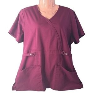 Cherokee LUXE Women's Scrub Top Burgundy‎ Size L
